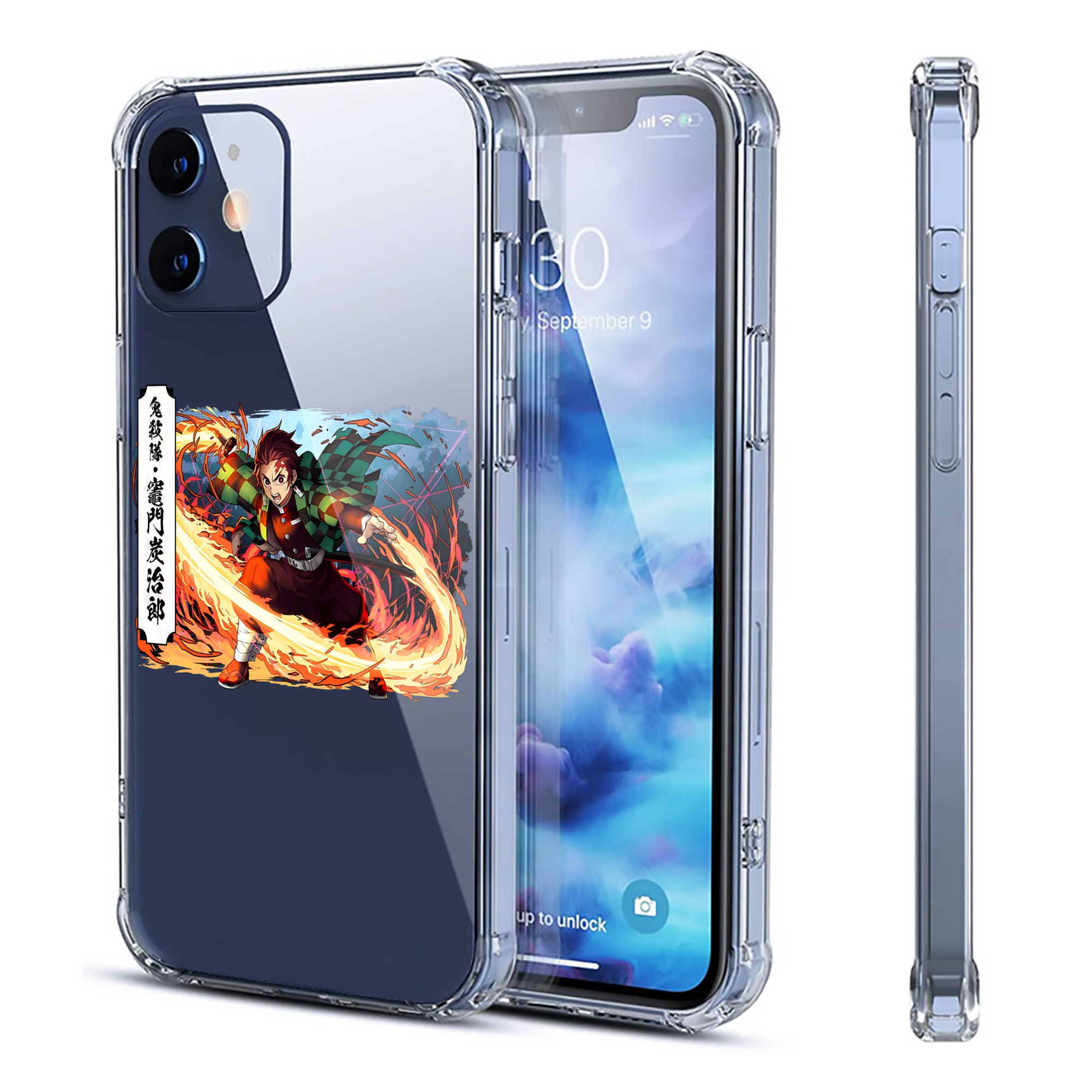 （画像用） 鬼滅の刃 竈門 炭治郎／かまど たんじろう Kamado Tanjirou 【iPhone 12シリーズ対応】透明スマホケース（クリアソフトケース）